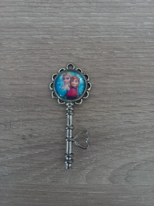 Pendentif Cabochon En Verre "Reine Des Neiges"